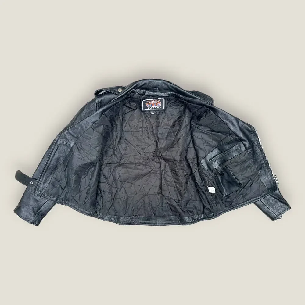 Classic Black Leather Biker Jacket - Picture 3 of 6